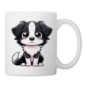 Digitale Illustration des süßen Border Collie Hundes - Tasse - Weiß - Rechts