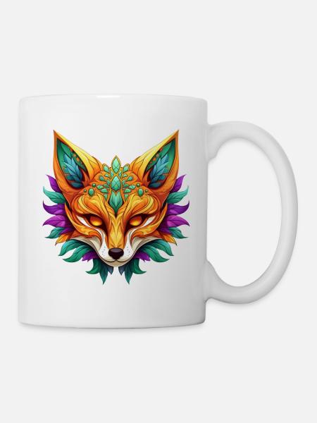 Mardi Gras Fuchs Portrait - Tasse - Weiß