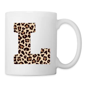 lettre L motif léopard -idée cadeau d’anniversaire - Mug blanc - blanc - Droite