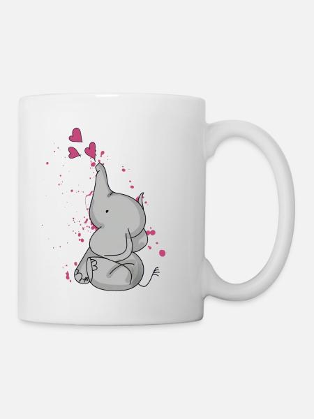 Sweet Little Elephant Of Love - Mug - white