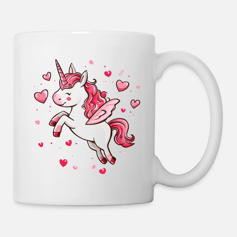 Einhorn Herz Liebe Süß Niedlich Einhörner Cartoon - Tasse - Weiß