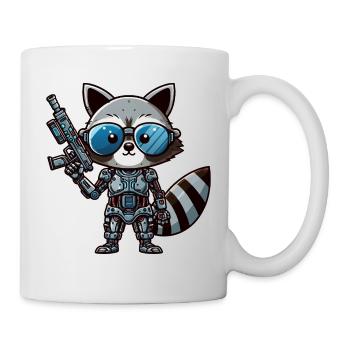 Cooler Waschbär Cyborg - Tasse - Weiß - Rechts