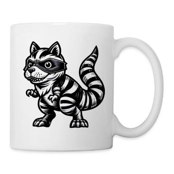 T-Rex Meets Raccoon, Dinosaur Adventure - Mug - white - Right