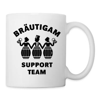 Bräutigam Support Team (JGA / Bierfässer / B) - Tasse - Weiß - Rechts