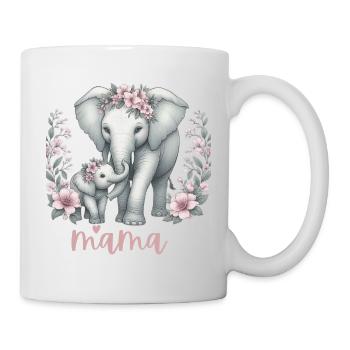 Mama Heart Floral Wreath Elephant Baby Shower - Tasse - Weiß - Rechts