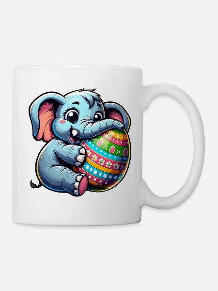 Elefant Umarmt Osterei Osterliebe - Tasse - Weiß