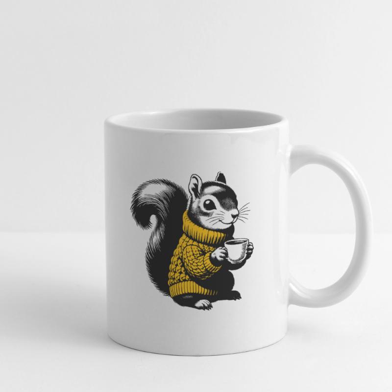 Écureuil en pull à col roulé Mug blanc