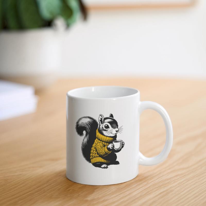 Écureuil en pull à col roulé Mug blanc