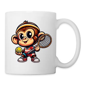 Chimpanzé jouant au tennis - Mug blanc - blanc - Droite