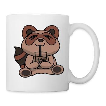 Bubble Tea Drinking Raccoon Anime Kawaii - Mug - white - Right