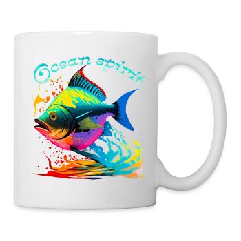 Geist des Ozeans. Bunte Fische - Tasse - Weiß - Rechts