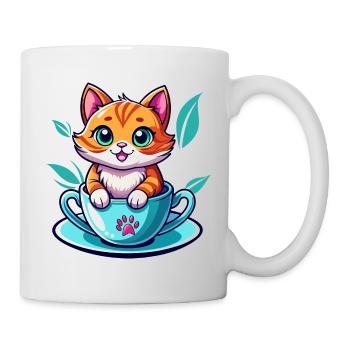 Chat en tasse - Mug blanc - blanc - Droite