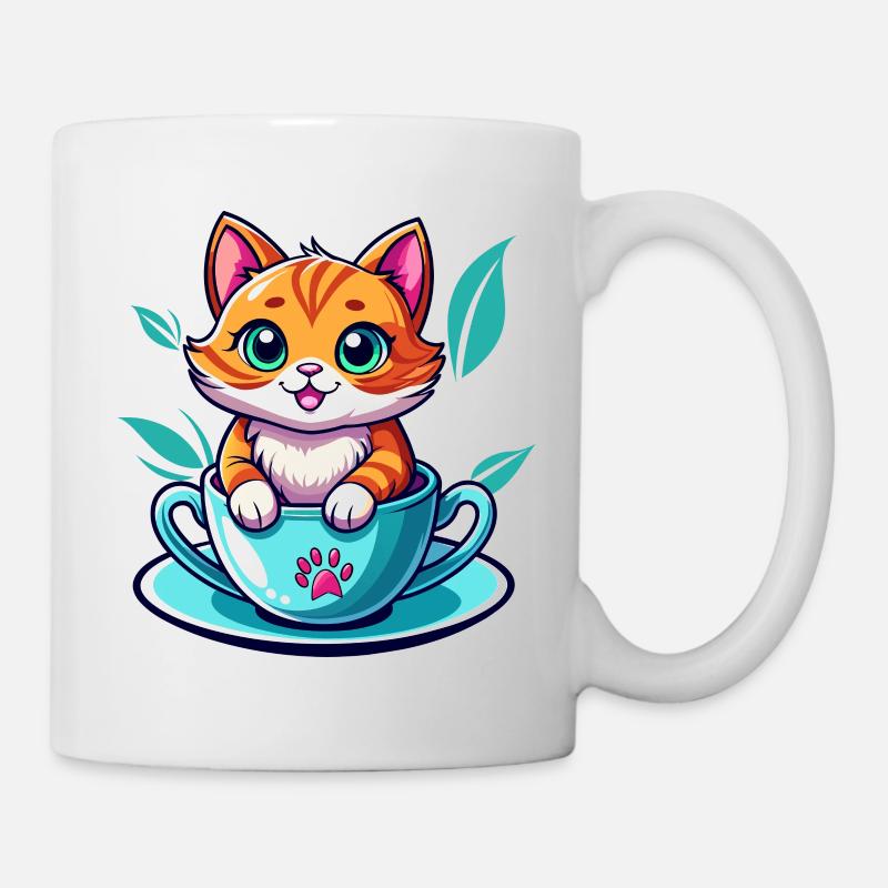 Chat en tasse - Mug blanc - blanc