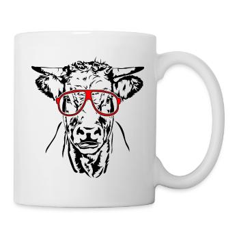 Kuh mit Brille Ochse Bulle Weide Tier Wilsigns - Tasse - Weiß - Rechts