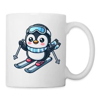 Pinguin Skifahrer Wintersport Abenteuer - Tasse - Weiß - Rechts