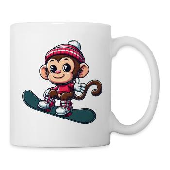 Monkey Snowboarder Winter Winter Sports Holiday Design - Mug - white - Right