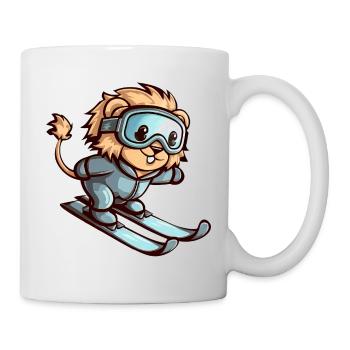 Lion on Ski Winter Adventure - Mug - white - Right