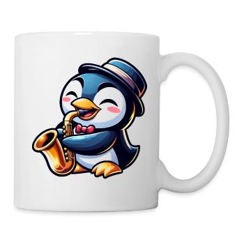 Pinguin Saxofon Jazz Musiker Saxofonist - Tasse - Weiß - Rechts