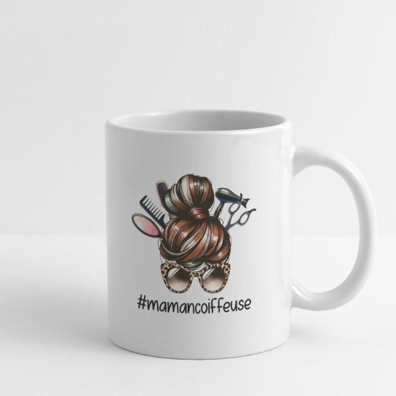 Chignon Mère Coiffeuse Super Maman Coiffeuse Mug blanc
