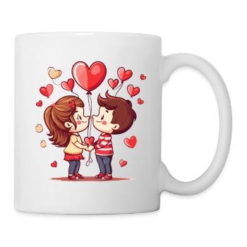 Love Couple Hearts Balloons Romantic - Mug - white - Right