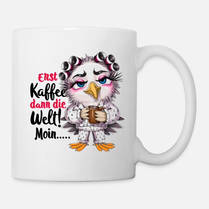 Erst die Kaffee dann die Welt- MOIN - Tasse - Weiß