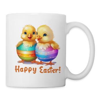 Frohe Ostern Osterei Küken Osterfest lustig süß - Tasse - Weiß - Rechts