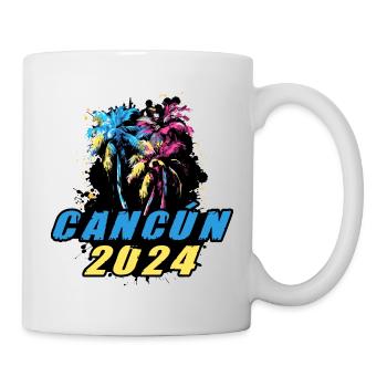 Cancun 2024 Vacances Palmiers Colorés - Mug blanc - blanc - Droite