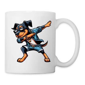 Cool Doberman Dabbing Dog Cartoon Style - Mug - white - Right