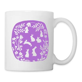 Hasen-Familien-Silhouette in Lila - Tasse - Weiß - Rechts