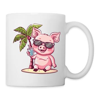 Pig Summer Beach Vacation - Mug - white - Right