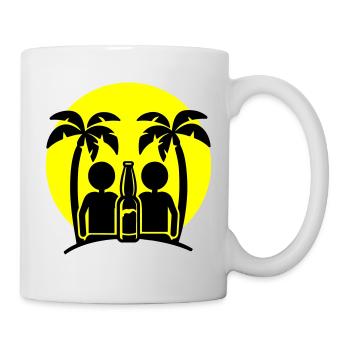 Boire à la fête sur la plage de l’île - Mug blanc - blanc - Droite