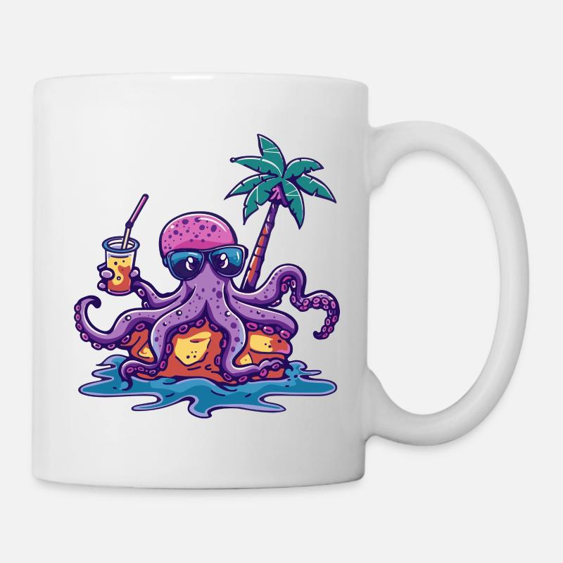 Vacances d’été de poulpe - Mug blanc - blanc