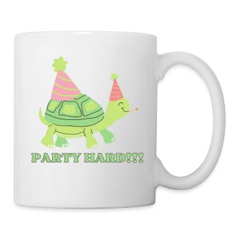 PARTY HARD Schildkröte mit Partyhut - Tasse - Weiß - Rechts