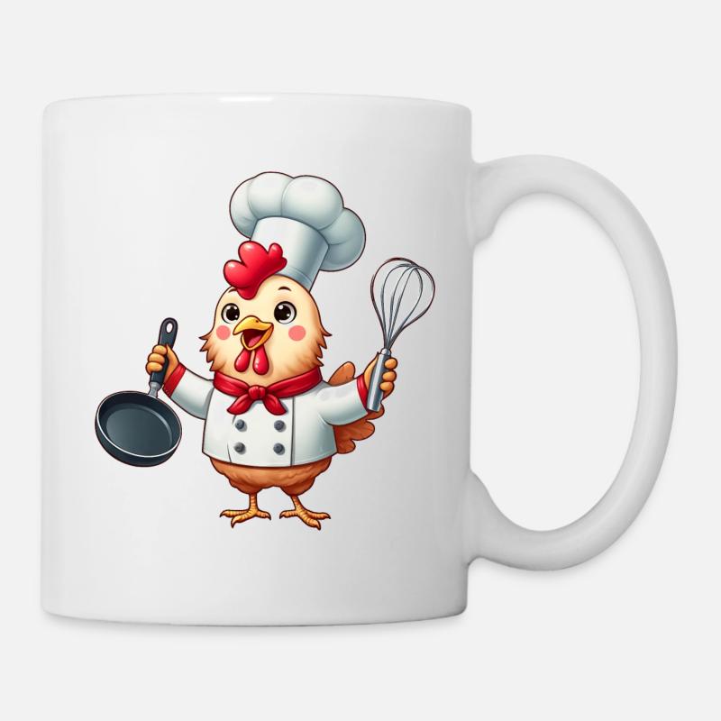 Chef coq préparant la nourriture - Mug blanc - blanc