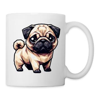 Hund Mops Polygon Geometrisch Design - Tasse - Weiß - Rechts