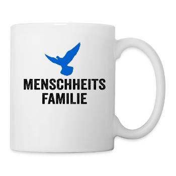 MENSCHHEITSFAMILIE mit Friedenstaube - Tasse - Weiß - Rechts
