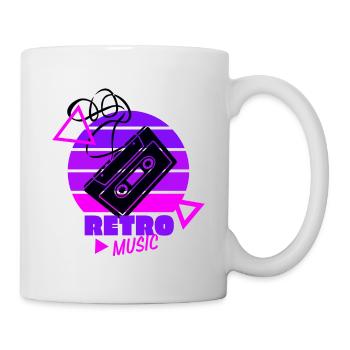 Retro Music - 80s - Eighties - Cassette - Mug - white - Right