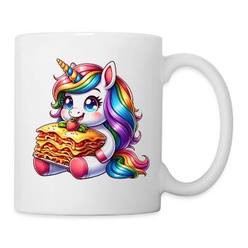 Einhorn Genießt Italienische Lasagne - Tasse - Weiß - Rechts
