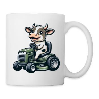 Cow and Bull Lawn Mower Garden Motif - Mug - white - Right
