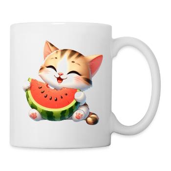 Melon Chat Pastèque Drôle Fruité - Mug blanc - blanc - Droite