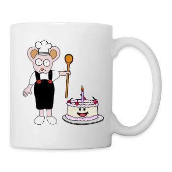 Maus Bäcker Konditor Torte Geburtstag Geschenkidee - Tasse - Weiß - Rechts