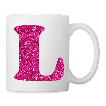 Glitzer rosa Buchstabe l - Tasse - Weiß - Rechts