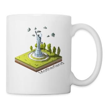 Geometrisches Low-Poly Das Mutterland ruft - Tasse - Weiß - Rechts
