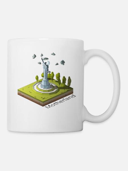 Geometrisches Low-Poly Das Mutterland ruft - Tasse - Weiß