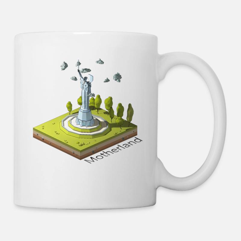Geometrisches Low-Poly Das Mutterland ruft - Tasse - Weiß