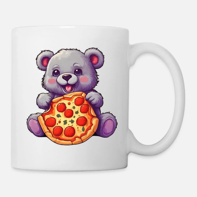 Teddy loves Pizza - Tasse - Weiß