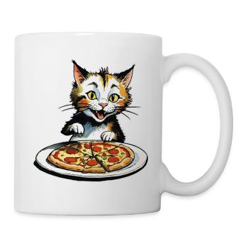 Katze loves Pizza - Tasse - Weiß - Rechts