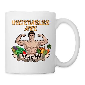 Gemuse sind gesund Lustiger Retro Style - Tasse - Weiß - Rechts