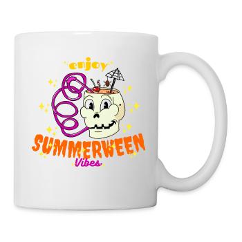Genieße Summerween Vibes Funny Summer Skull Drink - Tasse - Weiß - Rechts