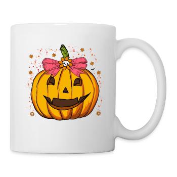 Halloween Pumpkin, Coquette Bow, Fall season - Mug - white - Right
